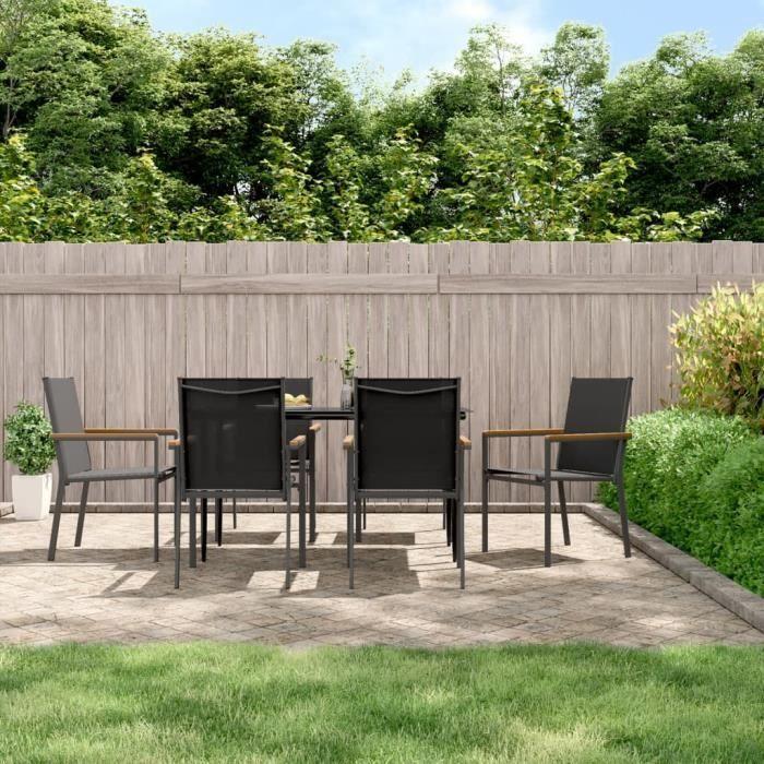 VidaXL Ensemble à manger de jardin 7 pcs noir textilène et acier 3187036