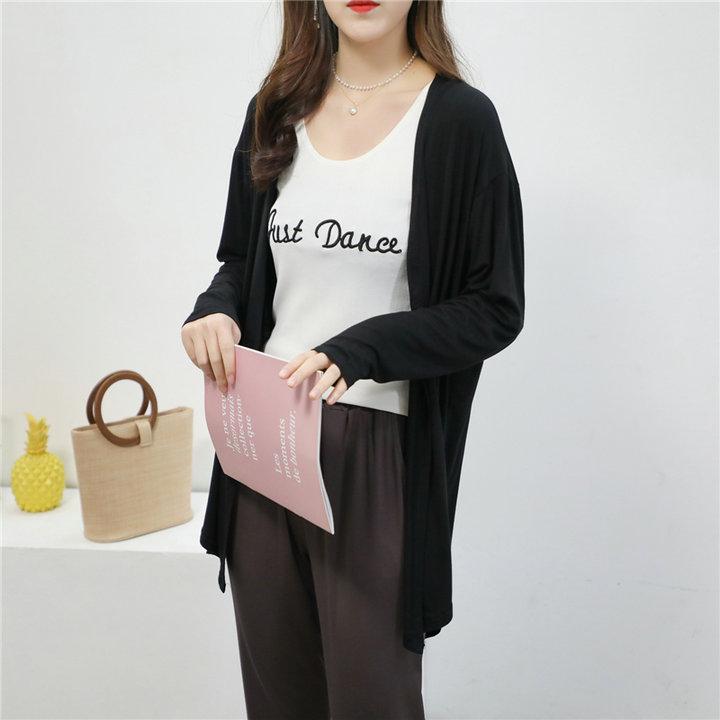 Women's Plus Size Mid-Length Cardigan: Spring/Summer Korean Style Shawl-Coat in Lightweight, Solid Colors