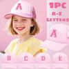 1Pc Children's 26 Letter Printed Sunshade Baseball Cap Cute Pink Duckbill Cap with Drawstring Mesh Breathable Trucker Cap