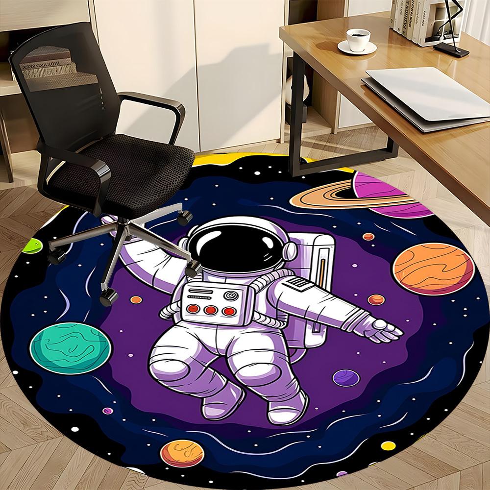 1pc Space Explorer Office Round Area Rug, Under Office Chairs Bedroom Living Room Home Decor, Room Deco