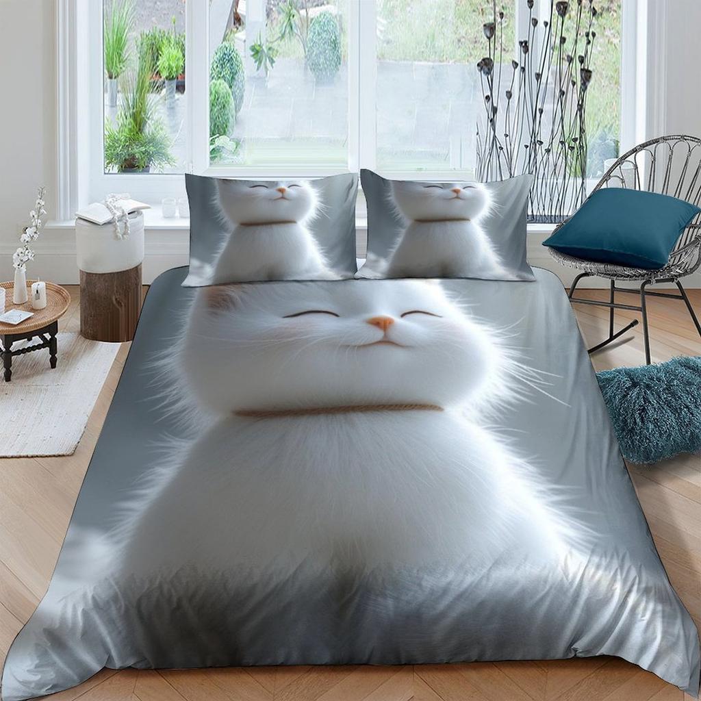 Comforter Cat Bedding Set Printed Suitable Children Kids And Adults Warm Soft And Breathable