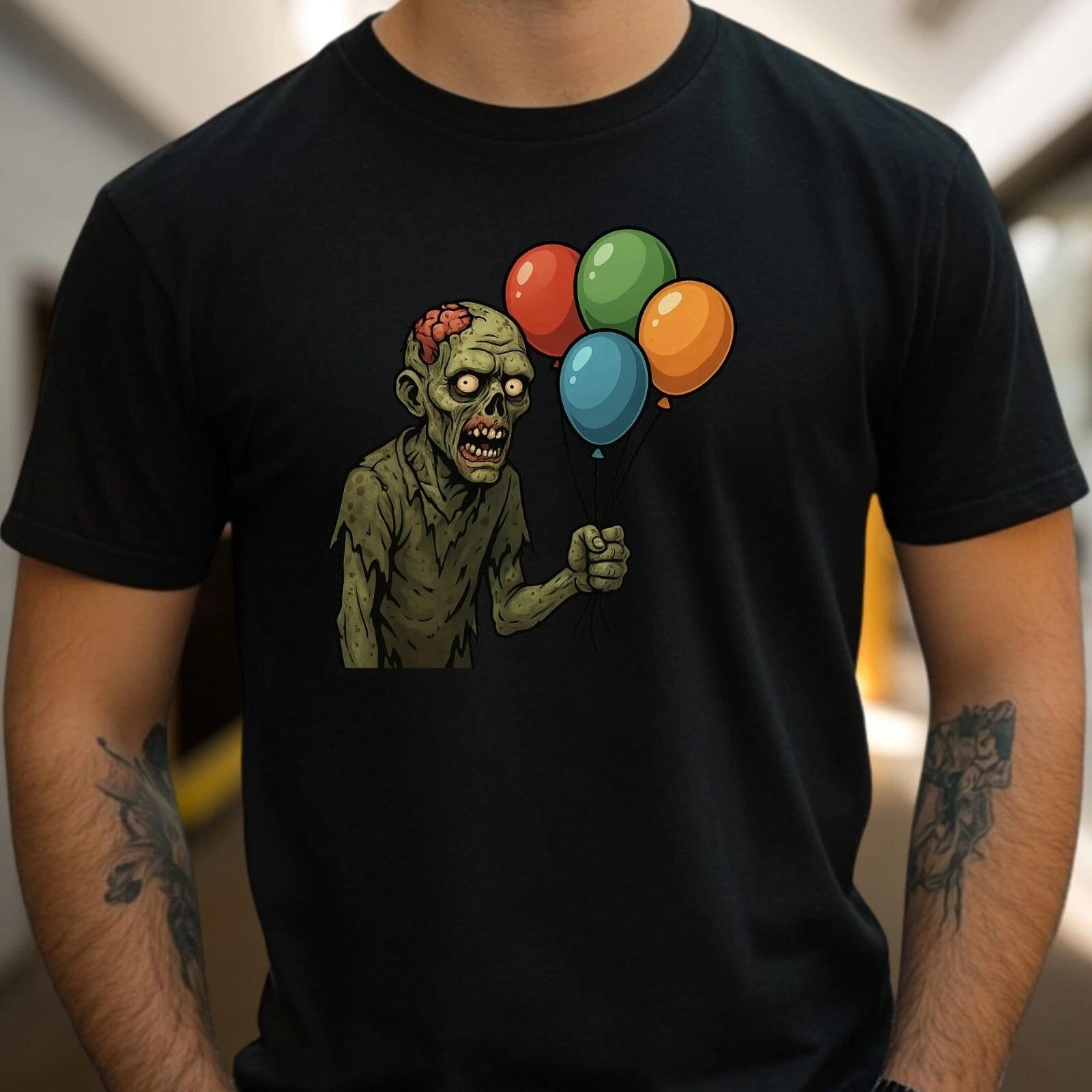 T-Shirt Herren Zombie mit Luftballons Motiv Baumwolle Größe S bis 5XL M