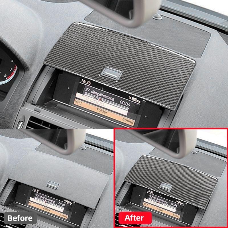 For Benz W204 2007-2013 C-Class Central Control CD Car Radio Button Panel Decorative Cover Trim Sticker Accessories Carbon Fiber