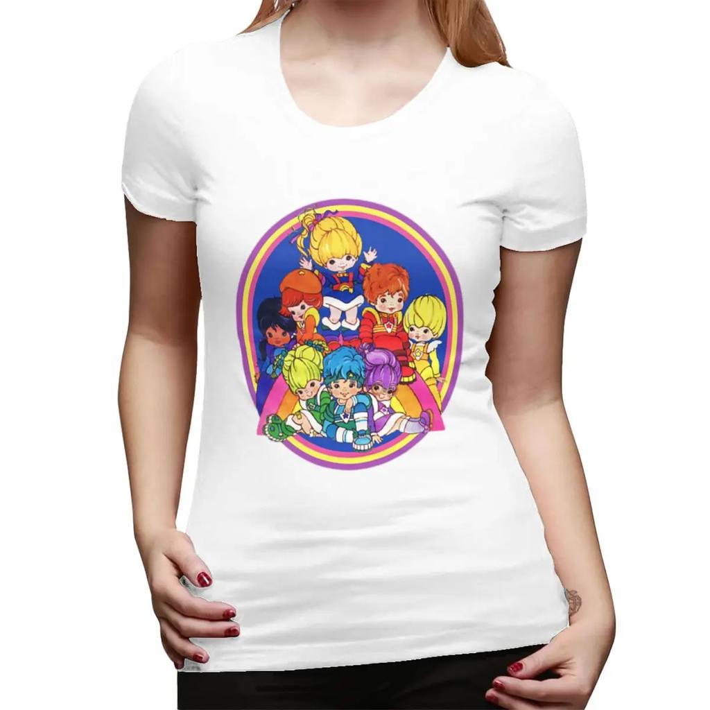 Rainbow Brite And Friend TShirt for Women Crew Neck Streetwear T Shirts Womens Tees Short Summer Clothes Tops
