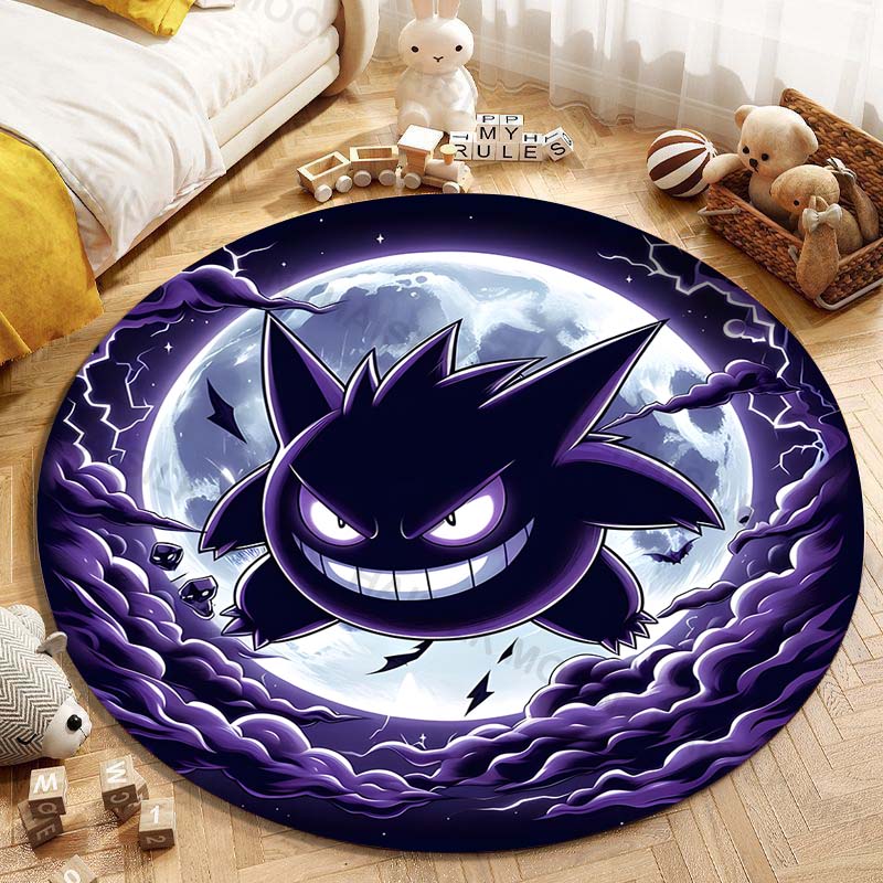 5 Sizes Pokemon Gengar Printing Round Carpet Living Room Bedroom Table and Chair Sofa Decorative Carpet and Rug Play Mat Gift