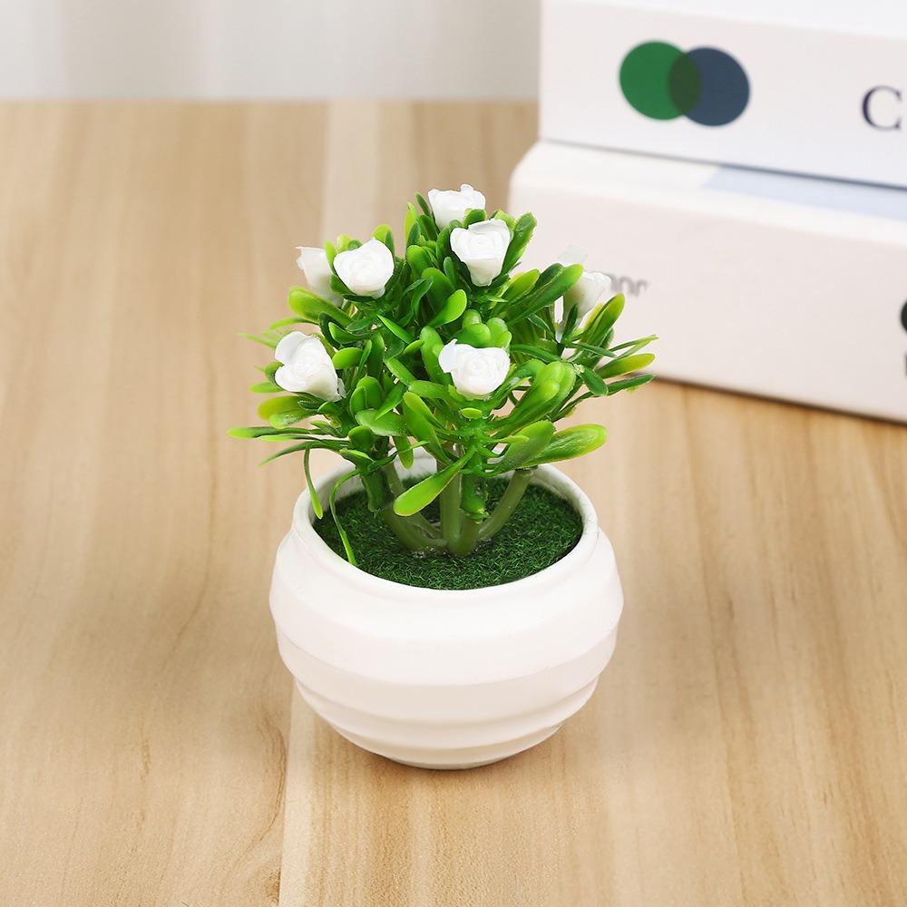 New 6 Colors Artificial Potted Plant 8*11cm Plastic Simulated Tree Ornaments Bonsai Flowers Pot