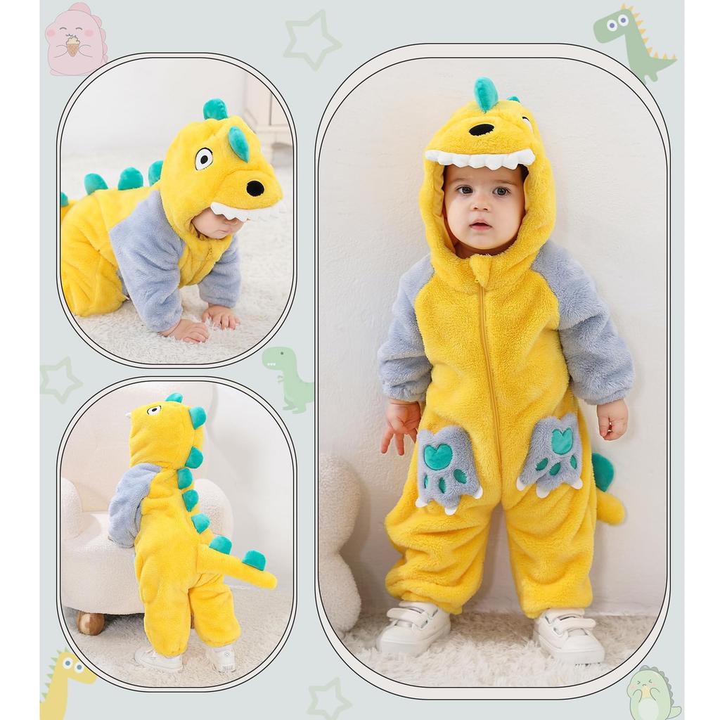 [LOLANTA] Dinosaur Kigurumi for Kids and Babies, Halloween, Christmas, Fancy Dress, Children's Costume, Cold Weather Wear, Room Wear, Boys and Girls,