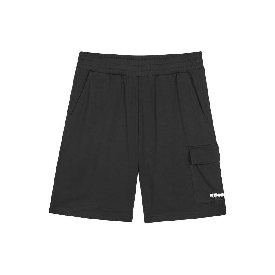 Skechers Colorful Casual Series Solid Mid-Rise Straight-Leg Casual Sports Shorts Men shorts Carbon-Black L223M090-0018 S