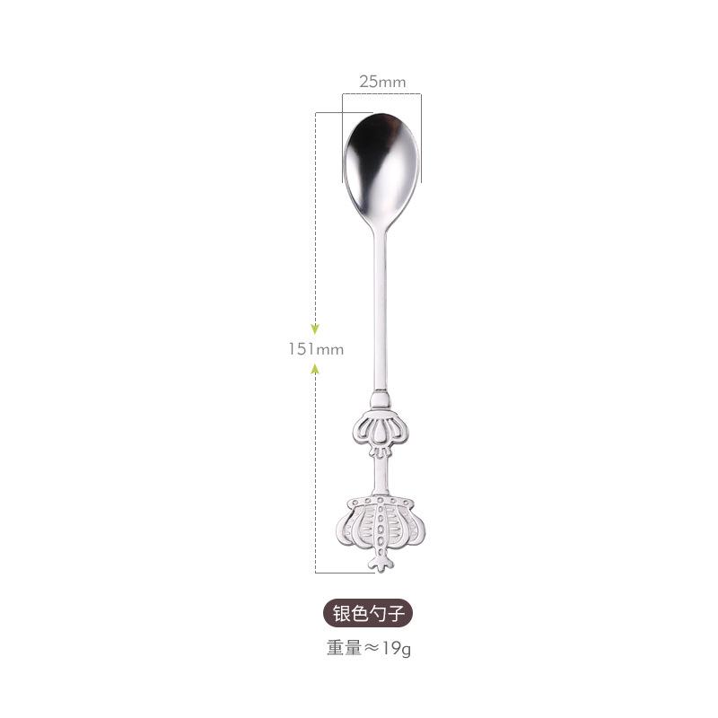 Creative Double Crown Stainless Steel Spoon High Value Dessert Spoon Household Coffee Stirring Spoon Golden Small Spoon