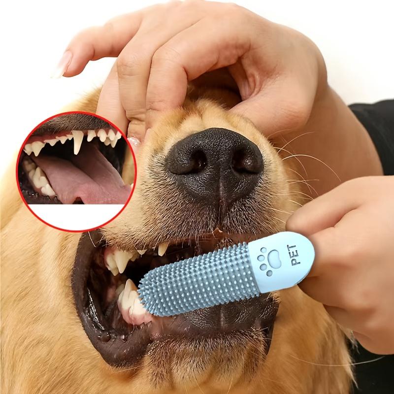 3pcs Silicone Pet Toothbrushes, Soft Bristle, 360° Full-Head Design for Plaque Prevention, with Finger Covers, Material, for Dogs and Cats