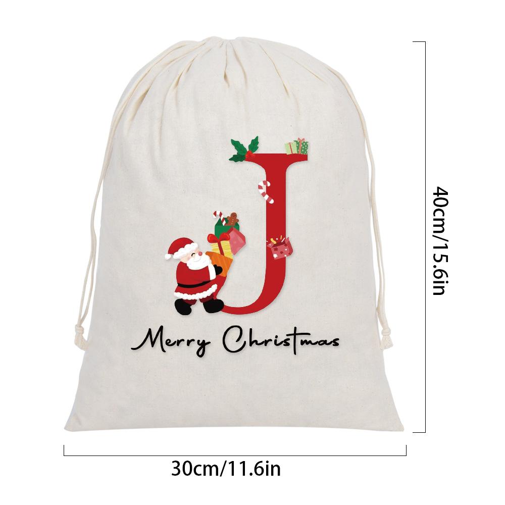 5pcs Large Letter Drawstring Bag Cloth Bag Party Festival Supplies Bag Christmas Gift Bag Santa Claus Bag