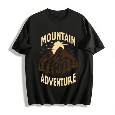 Mountain Adventure Vintage Outdoor Graphic Casual Tee Pure Cotton T-shirt