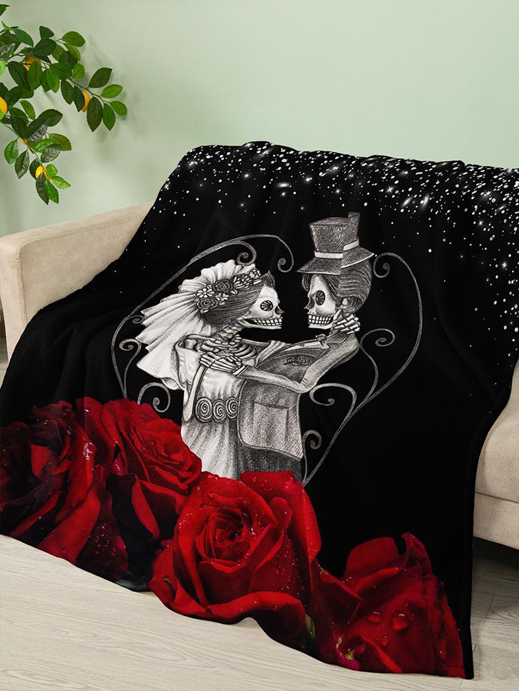 

Flannel Blanket Skull Rose Dark Wind Blanket Crystal Fleece Blanket Spring And Autumn 120X90cm