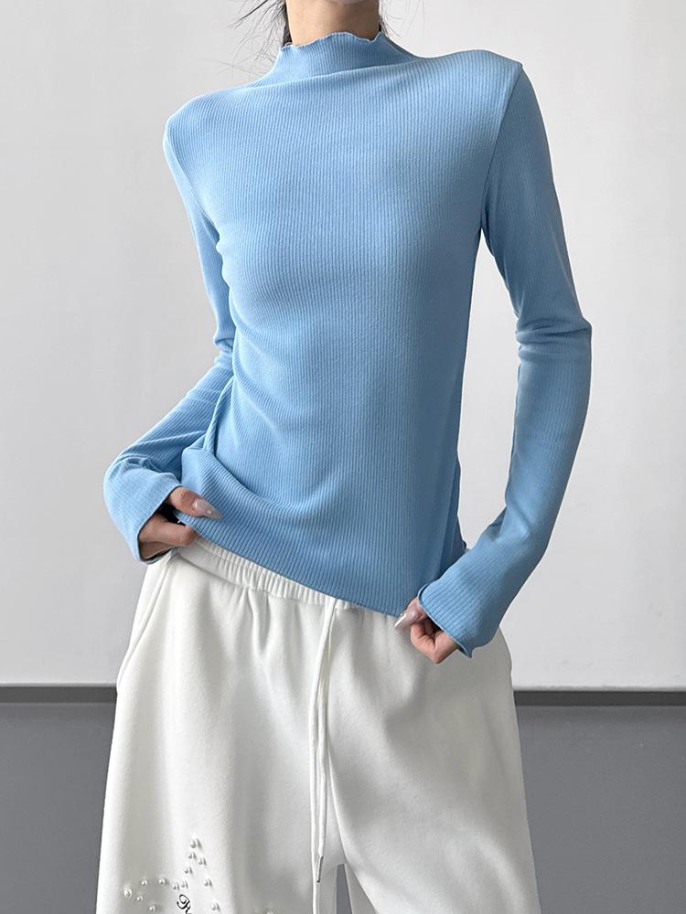 French Style Women's Luxury Knit Base Layer: 2025 Slim-Fit Long-Sleeve Top for Winter