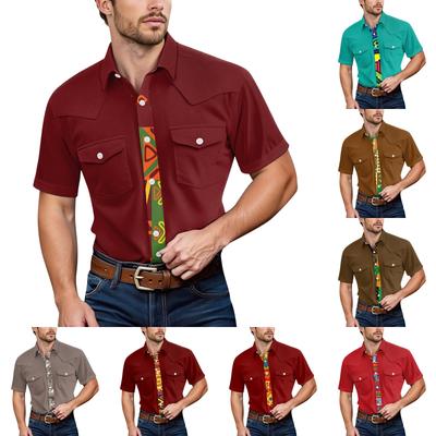 Men'S Fashionable Lapel And Shoulder Length Short Sleeved Casual Top