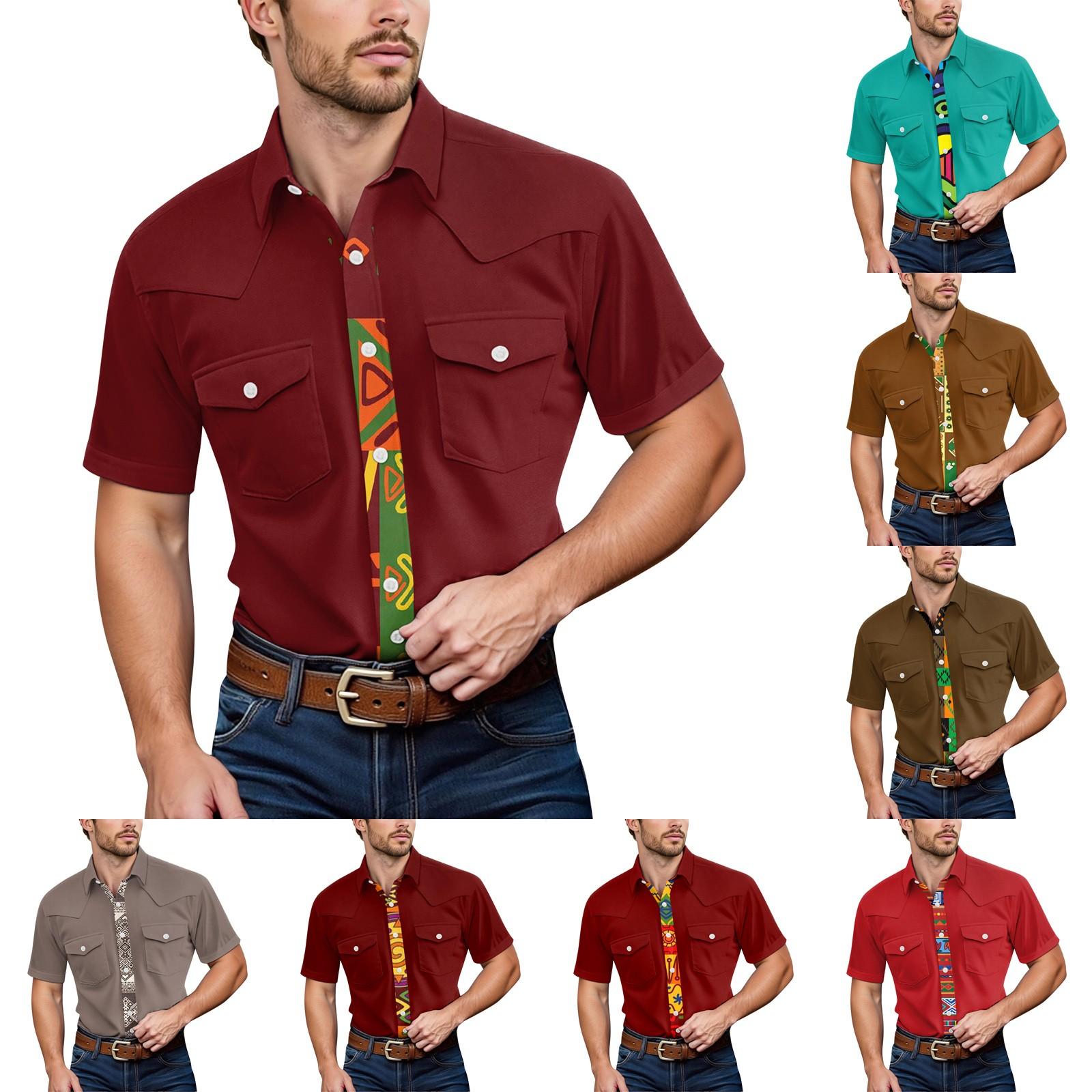 

Men S Fashionable Lapel And Shoulder Length Short Sleeved Casual Top XL винний
