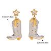 Yori Street Fashion Pentagram Hammered Boots Earrings Necklace Hip Hop Fashion 18K Gold PVD Plated Holiday Jewelry