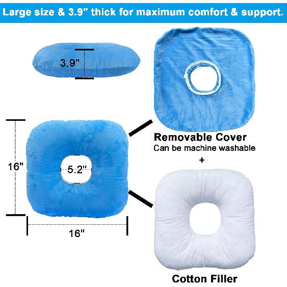 Donut Pillow Hemorrhoid Cushion for Tailbone Pain Relief, Medical Anti-Bedsore Seat Cushion for Pressure Sores, Bedsores, Pregnancy, Disabled &
