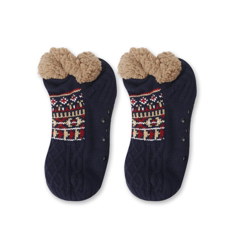 Thickened Fleece-Lined Non-Slip Winter Home Socks with Dotted Soles