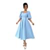 Europe, America 2026 summer new fashion temperament design square neck bubble sleeve bubble puff dress