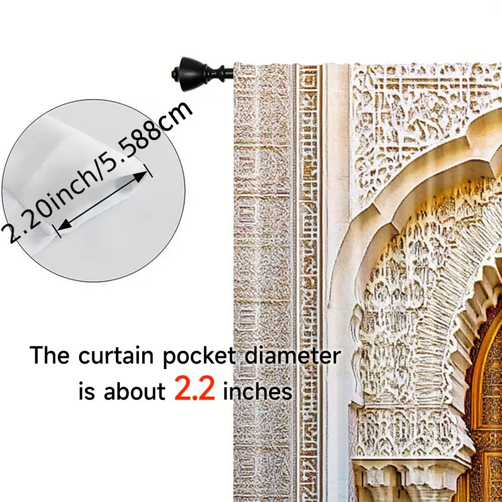 2pcs   Spring Summer Curtains Middle Eastern Style Architecture   Moroccan Palace Gate Yarn Curtains Durable 100% Polyester Fabric