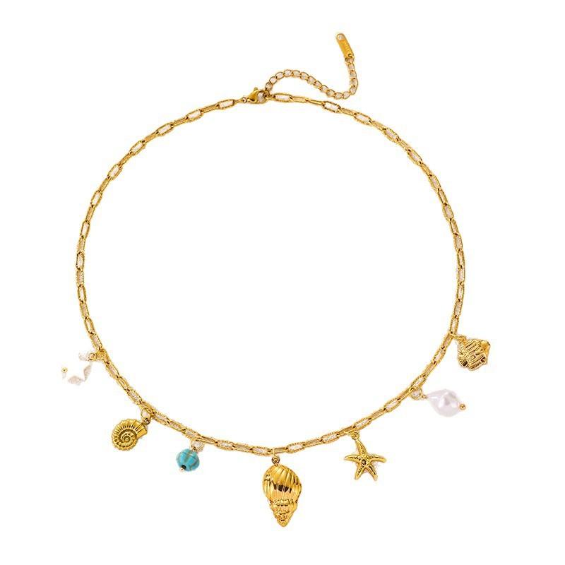 Bohemian Beach Shell Pendant Necklace And Bracelet Set For Women