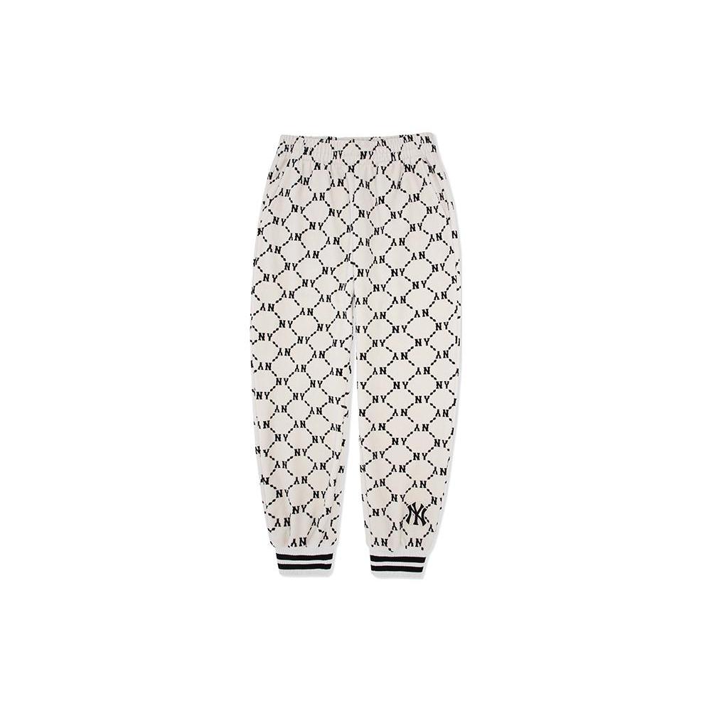 MLB Knitted Sweatpants Unisex Cream Moderate Cuffed Pants 3APTM0524-50CRS L