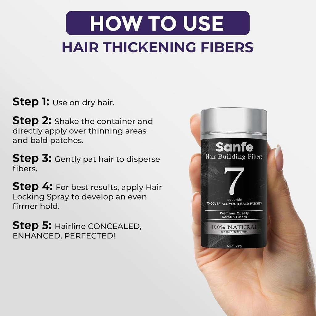 Instant Bald Spot Covering Fibers (22g) | For Fine and Thinning Hair for an Instantly Thicker & Fuller Look - Best Value & Superior Formula | Black