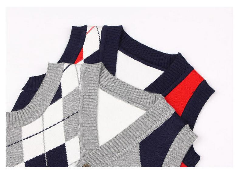 Premium Boys' College-Style Knit Sweater Vest: Sleeveless Cardigan for Warmth