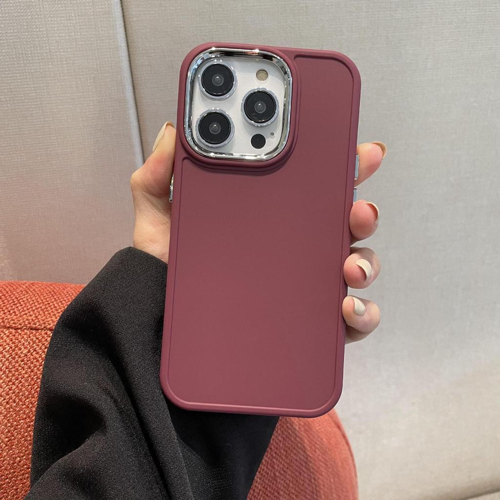 Solid Color Simple Electroplating Frame Is Suitable for Apple 14Ppromax Mobile Phone Case iPhone13 Matte 12 Anti-drop 11 Soft