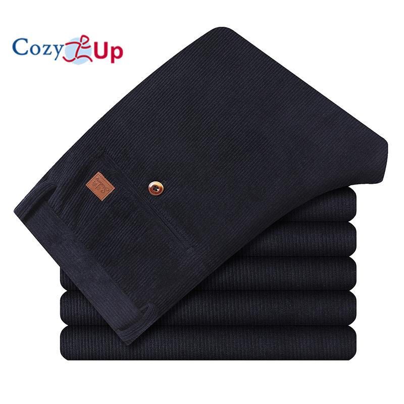 Cozy Up Pantalon décontracté droit ample taille haute en velours côtelé pour homme