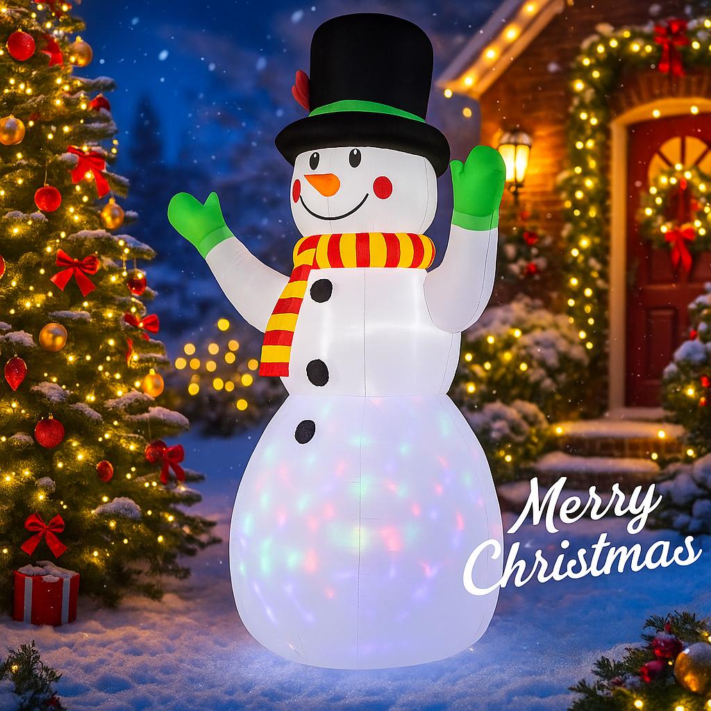 7.2FT Xmas Inflatable Yard Decoration LED Lit Snowman Toy Christmas Home Ornament Festive Gift Christmas Supplies Holiday Decor