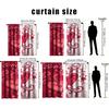2PCS Red and White Love Curtains, Romantic Style, Bedroom and Living Room, Drawbar Pocket Decorative Curtains