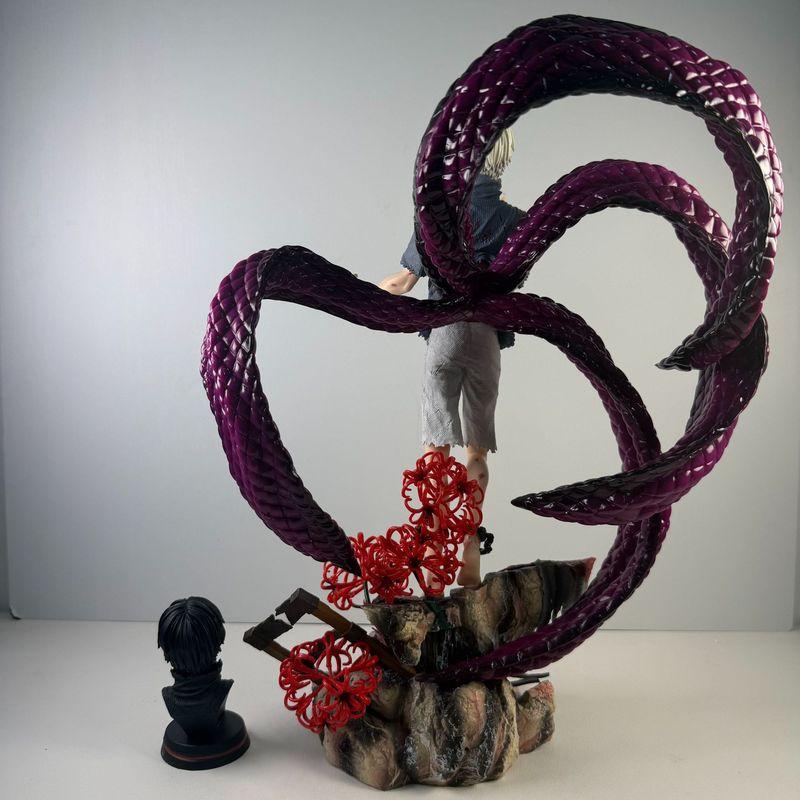 39cm/15.4 Inch Tokyo Ghoul Ken Kaneki Figure 4 Kagune Form Kaneki Two Replaceable Heads Anime Statue Collectible Model Toy Gifts