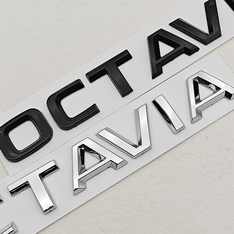 JBIW9 3D ABS Chrome Black Logo Octavia Emblem Letters Car Rear Trunk Badge For Skoda OCTAVIA 1 2 3 4 A5 A7 MK3 Sticker Accessories