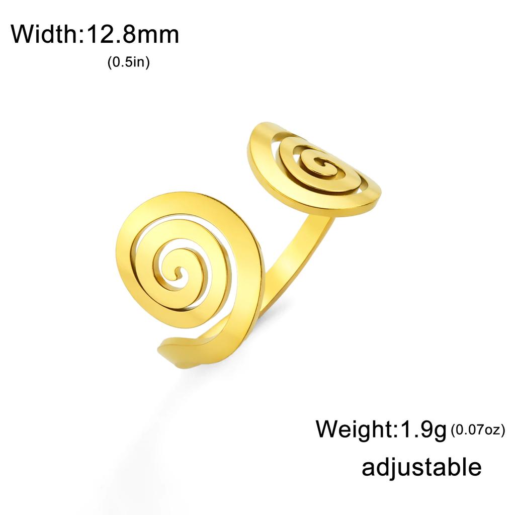 Cazador Swirl Spiral Rings for Women Stainless Steel 2026 Trend Geometric Adjustable Finger Rings Jewelry Party Birthday Gift