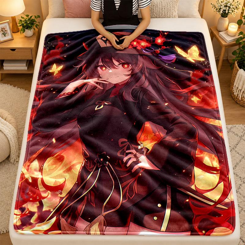 Flannel BlanketGenshin Impact Warm Soft Throw Blanket for Indoor Sofa Bed Living Room Use