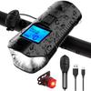 Set Lumini Bicicletă, Lumini LED Bicicletă cu Vitezometru și Claxon, Afișaj LCD, Set Lumini Față și Spate Bicicletă Reîncărcabile prin USB