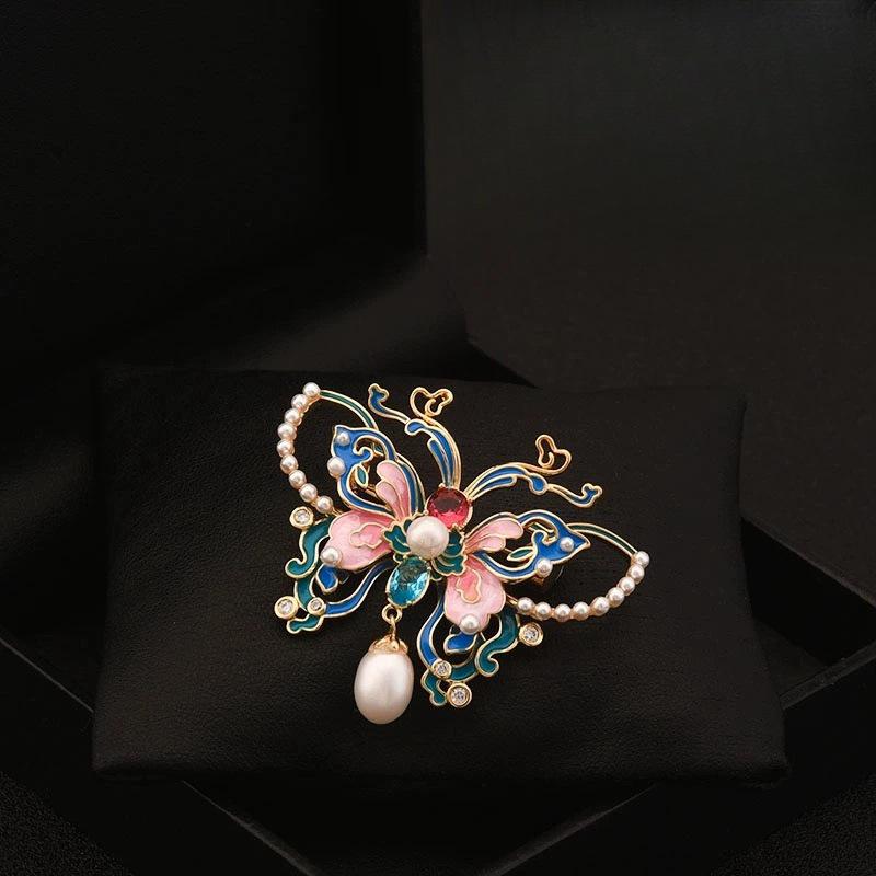 Κομψή καρφίτσα με λουλούδι παιώνιας - Ρετρό εθνικό στυλ, Προηγμένο αξεσουάρ καρφίτσας για Τσέονγκσαμ και Χάνφου