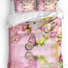 Pink Girl Flower Butterfly Duvet Cover Bed Bedding Set Home Textile Quilt Cover Pillowcases Bedroom Double Bedding Set No Sheet