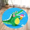 Playful Dinosaur Themed Round Area Rug for Kids Playroom Decor Colorful Childrens Floor Mat Soft Living Room Nursery Carpet