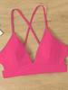 Black and Pink Cross-Back Bikini Top - Sexy Sport Camisole with Tie Straps