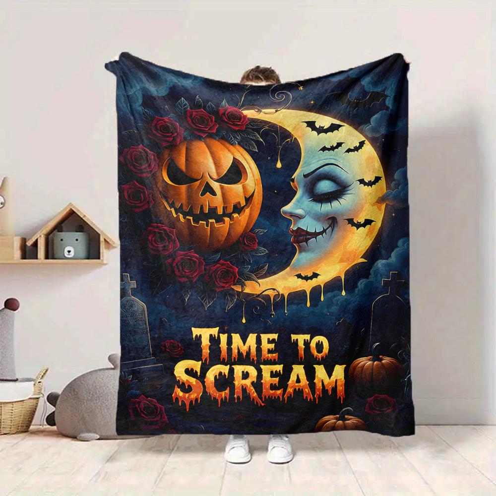1pc Halloween Decorations Blanket - Lightweight Flannel Fleece with Digital Printing, Soft Warm for Sofa, Travel, Camping, Office yy251018299