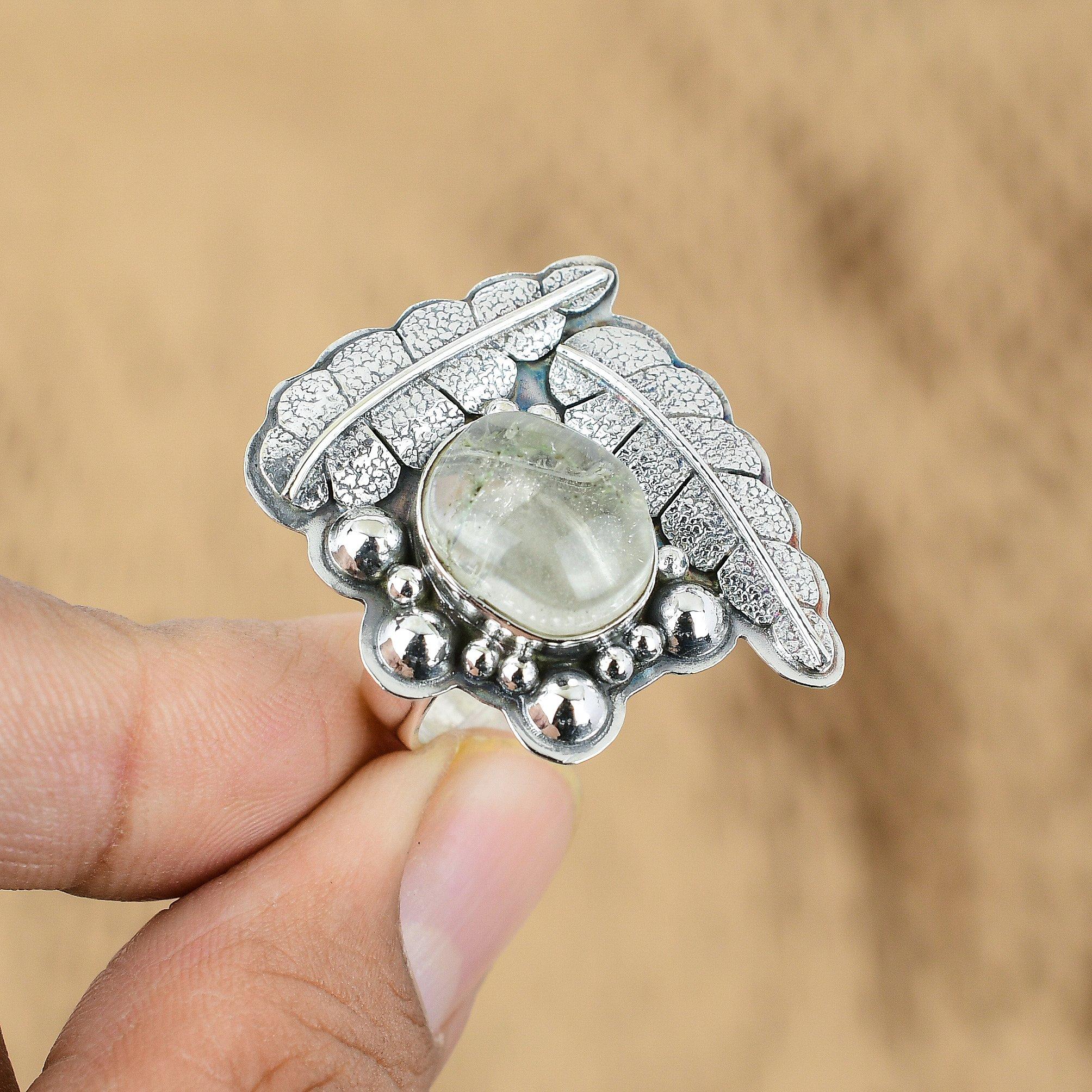 

Sterling Silver Oval Crystal Quartz Stone Mother Engagement Unique Handmade Ring Yes