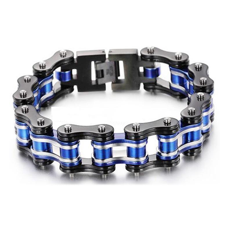 Punk Pulseiras e Braceletes Laranja de Bicicleta para Homem Preto Corrente de Motocicleta Pulseira Homem Mulher Aço Inoxidável Joias de Pulso Biker
