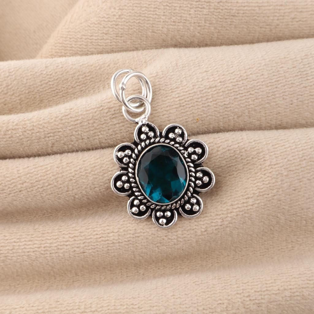Natural Apatite Gemstone 925 Sterling Silver Jewelry Partywear Pendant 1.37" For Birthday Gift CP-40-13