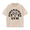 Powerhouse Gym Fitness Print Vintage Washed T Shirt Gym Workout Casual Tee