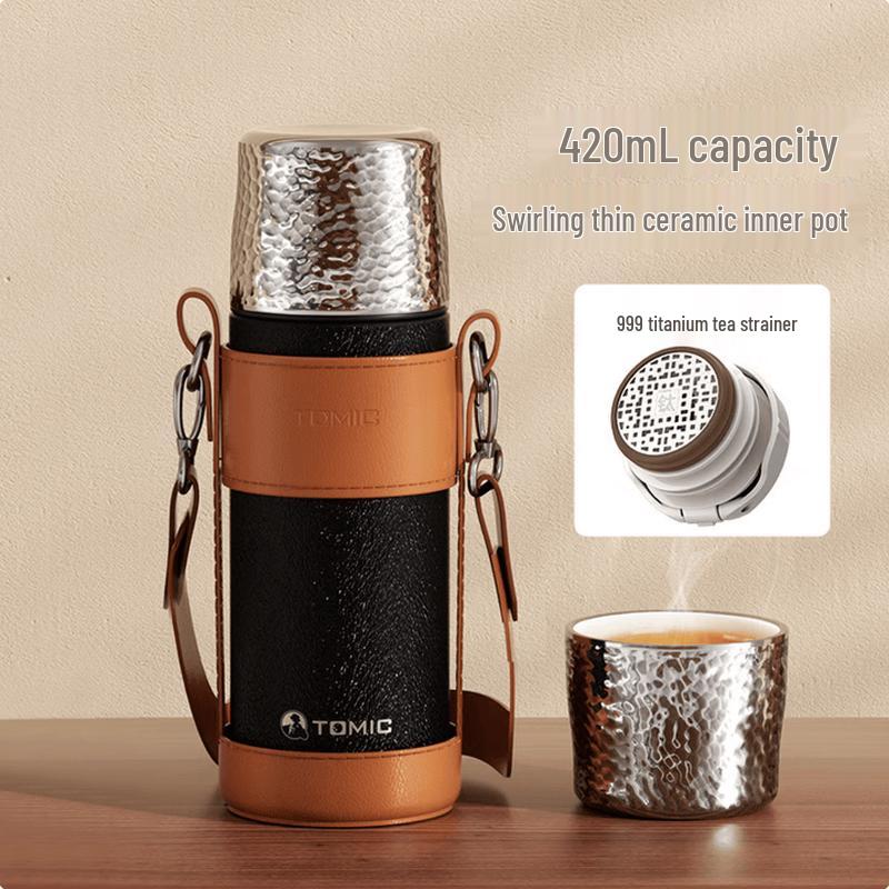TOMIC Ceramic Lined Insulated Mug with Titanium Tea Infuser