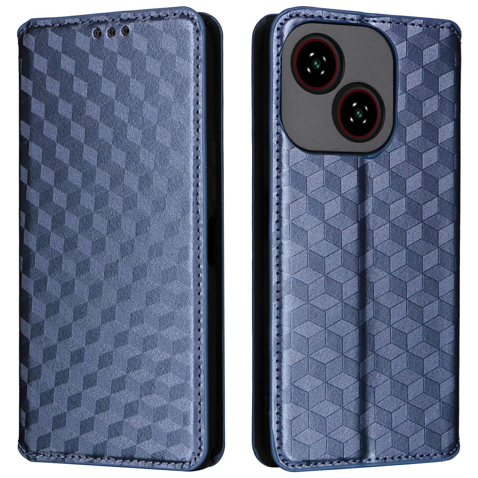 

Для ZTE Blade A35e (Z2466) Чохол-гаманець з ромбоподібним тисненням, шкіряний чохол для телефону Blue