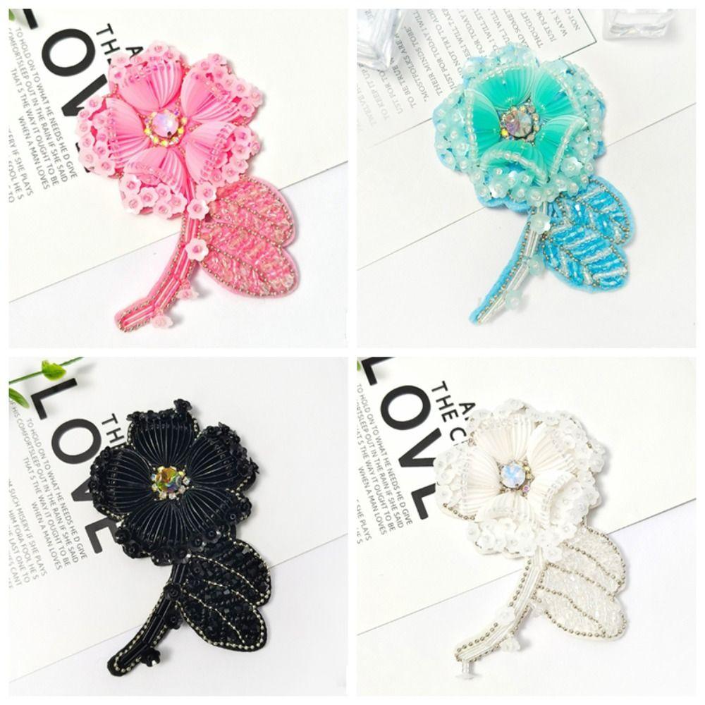 Bead Flower Applique Embroidered Flower Clothing Ornament Beautiful Beaded Patch  Clothes